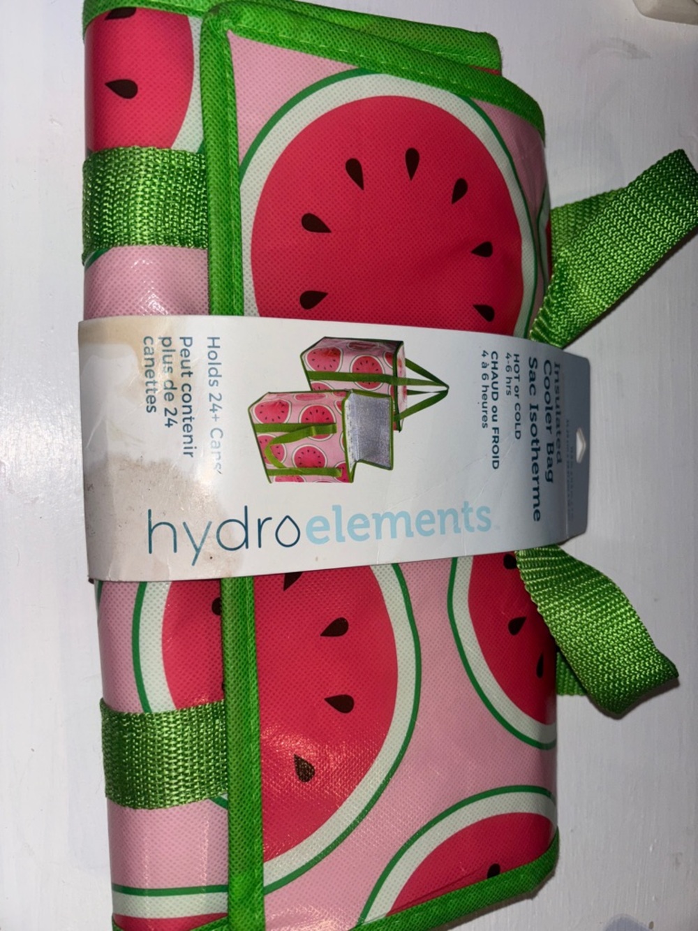 Hydro Elements Watermelon Print Insulated Cooler Tote - Pink & Green